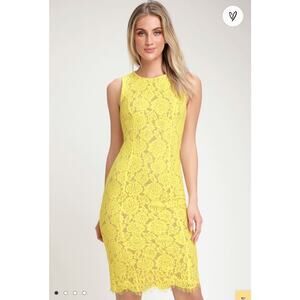 Lulu's Yellow Lace Mini Dress